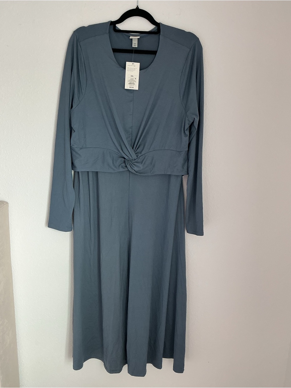 a new day Long Sleeve Knot Front Dress - Slate Blue